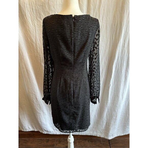 Ann Taylor Black Semi Sheer Long Sleeve Petite  Dress Sz 2P - Picture 5 of 10